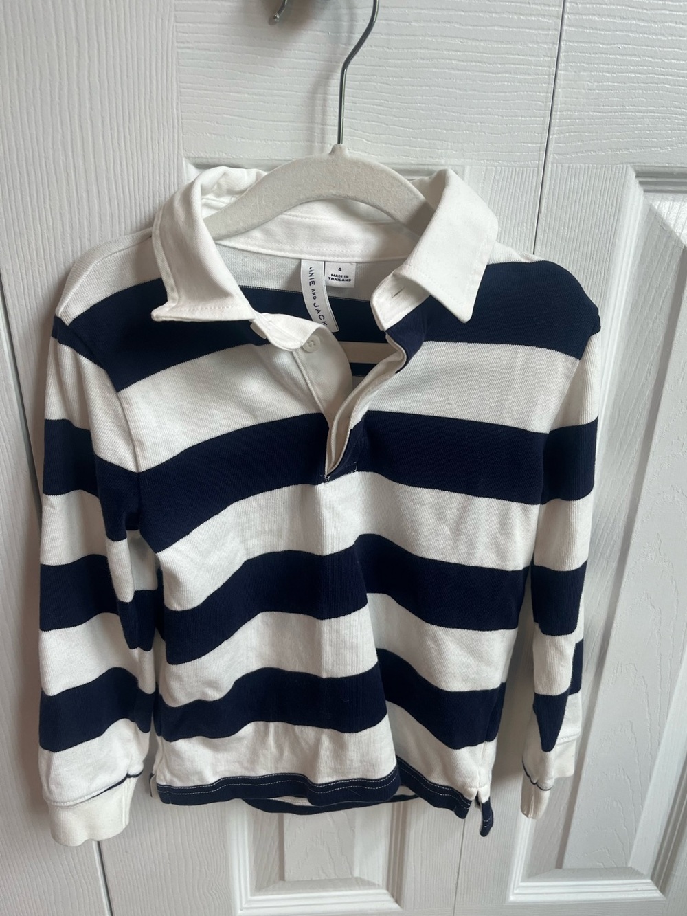Janie and Jack Navy and White Striped Rugby Shirt Size 4